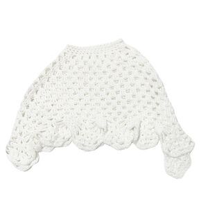 BOHO Crochet Knit Poncho Shawl White